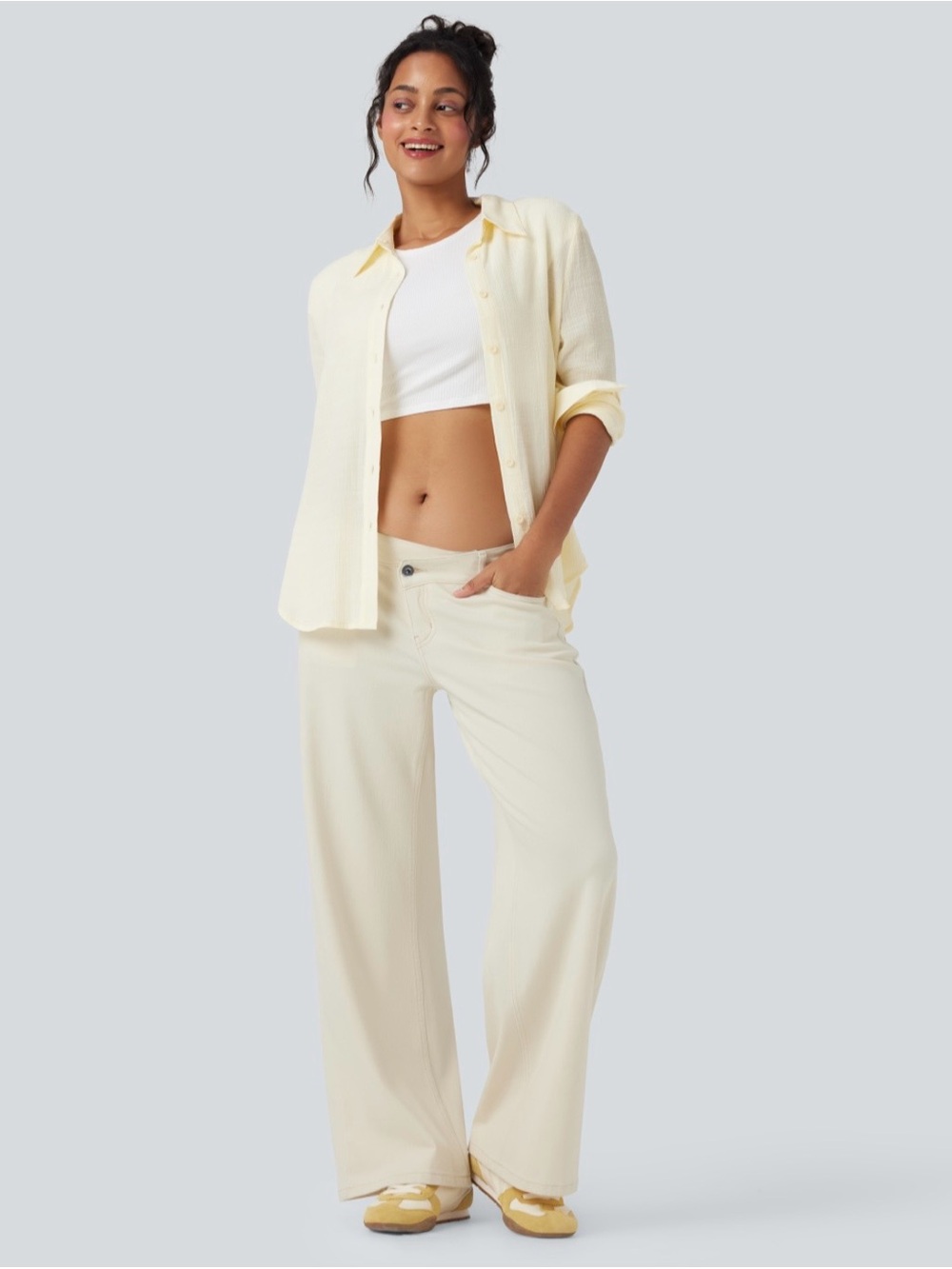 Halara Flex Asymmetric Low Rise Zipper Pockets Baggy Wide Leg